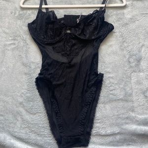 Kat the Label (on Revolve) Black Lingerie Bodysuit